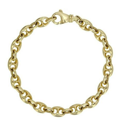 Solid Gold 14K Mariner Link Chain Bracelet 14K Yellow Gold 